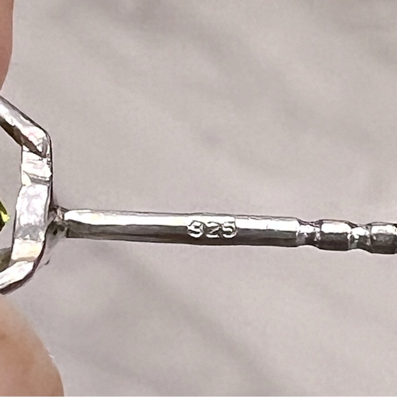 Peridot Sterling Silver Trillion Stud Earrings - Picture 10 of 12